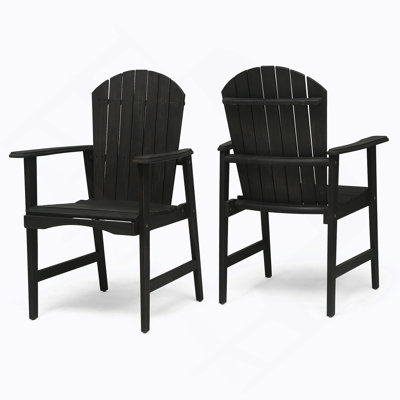 Chaises de salle à manger d'extérieur résistantes aux intempéries en bois d'acacia Adirondack (ensemble de 2), finition gris foncé, durable et élégante pour le patio ou la cour