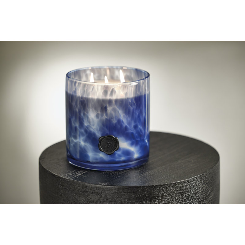 Large Blue Opal Glass Scented Jar Candle with Sea Salt & Coastal Mist