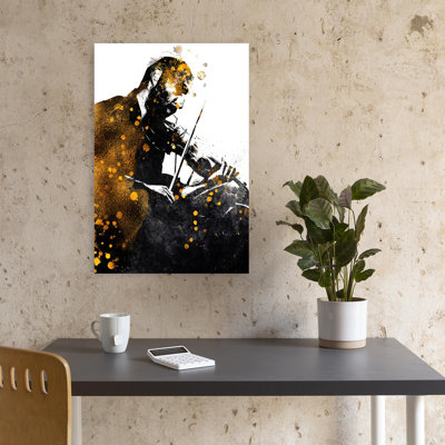 «Golden Violinist Silhouette Abstract», art mural classique