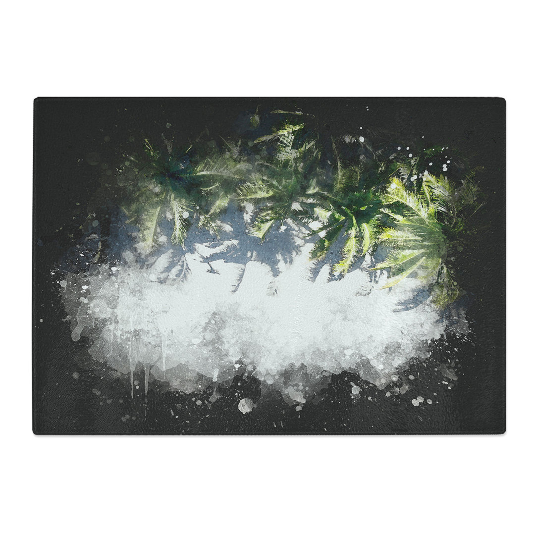 Tempered Glass Palm Trees the Beach Chopping Board