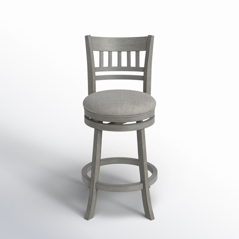 Amerah Swivel Upholstered Counter Stool with Solid Wood Frame, Antique Gray, Gray Linen, Counter Stool (24.37" Seat Height)