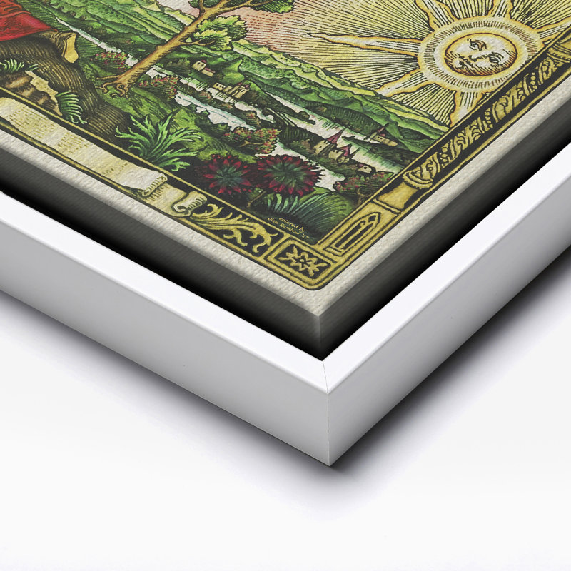 Flammarion gravant une carte de la terre, Canevas, Encadrement blanc, H 16 po x l 20 po