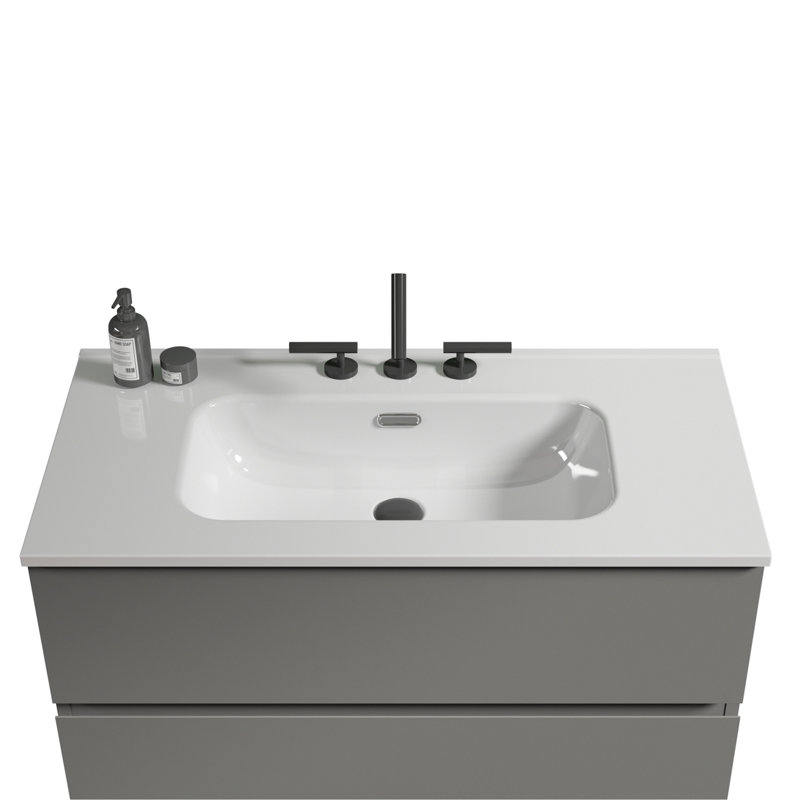 Integrated White Ceramic Basin, Drain Assembly NOT Included
