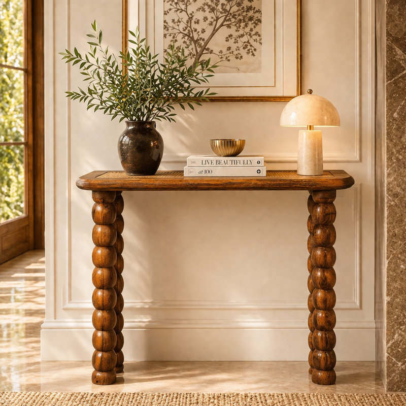 Spindle Rattan Console Table