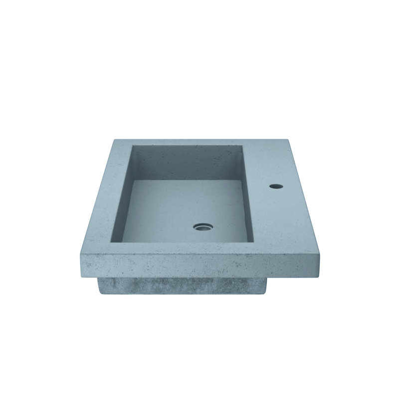 Trough Handmade Rectangular Drop-In Bathroom Sink, Ocean, Single Faucet Hole