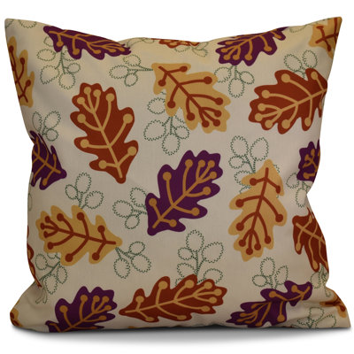 Coussin décoratif carré d’extérieur à motif floral Retro Leaves