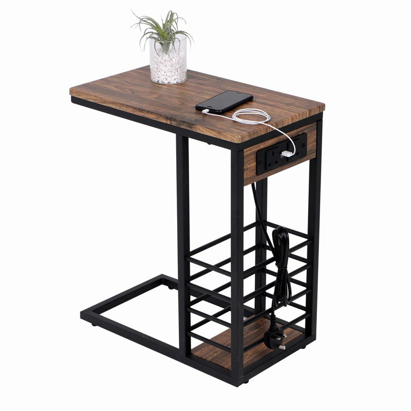 Jackqueline Frame End Table with Built-In Outlets