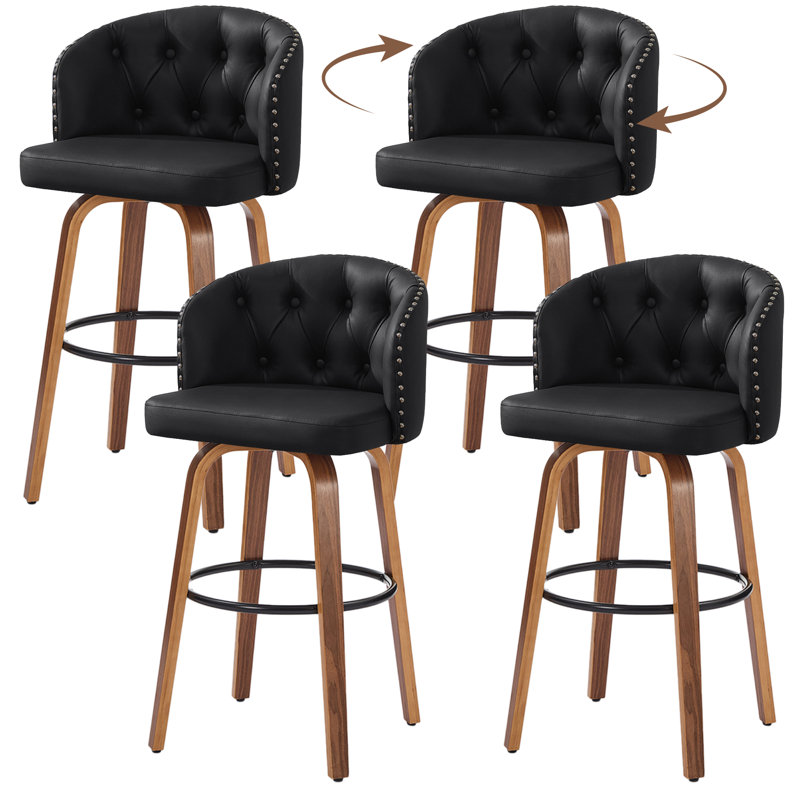 Tabouret de bar et de comptoir pivotant, Noir, Bar Stool (28.2” Seat Height) 