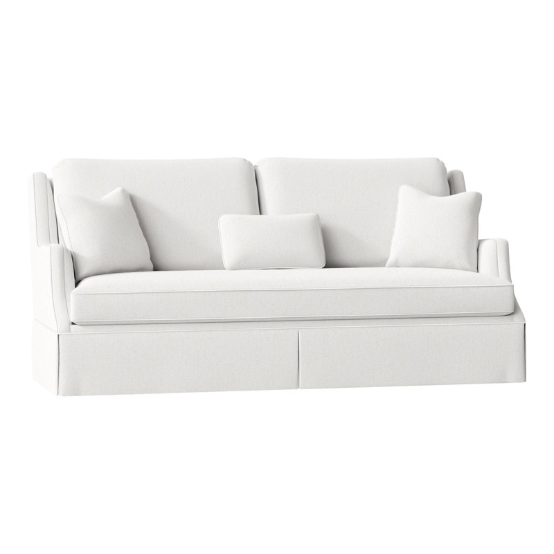 Savannah 87.5" Chenille Round Arm Sofa with Reversible Cushions, Perigold Improve White