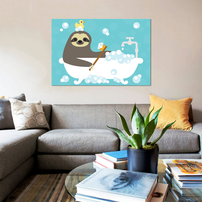 « sloth bubble bubbles », impression sur toile, H 8 po x l 12 po x P 0,75 po, Toile tendue, Pas de tapis