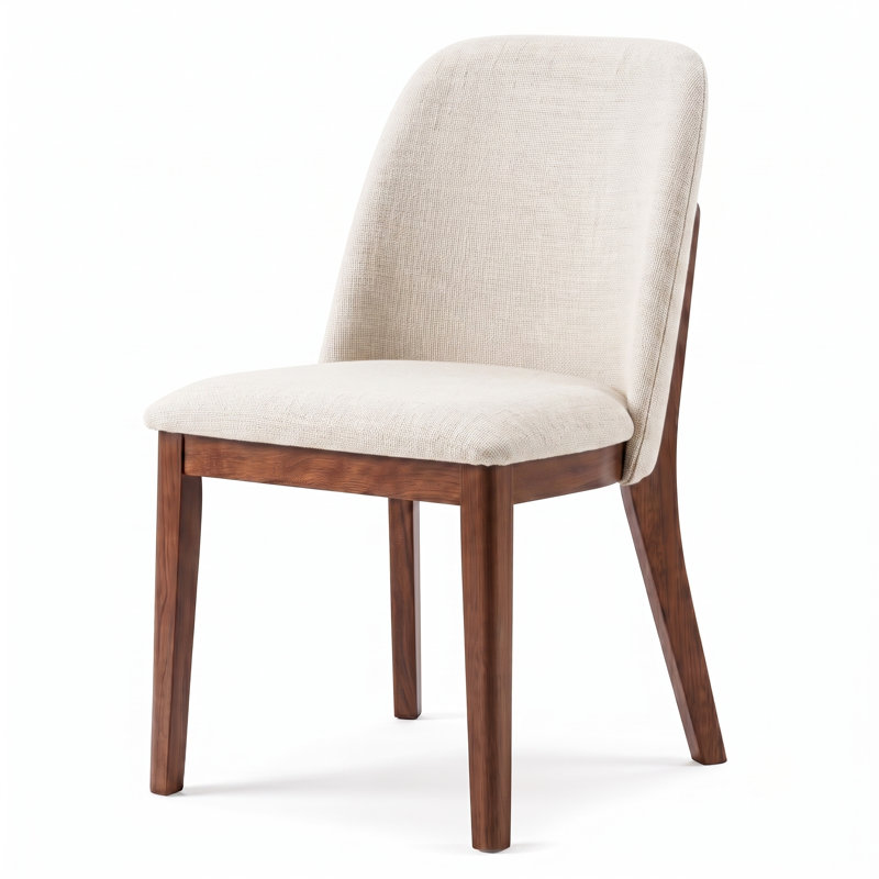 Bargman Mid-Century Modern Dining Chair, Beige Fabric
