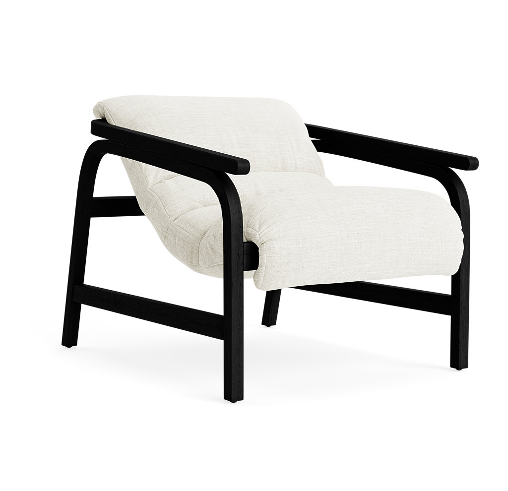 Cellire Upholstered Accent Chair, Ivory Polyester, Black