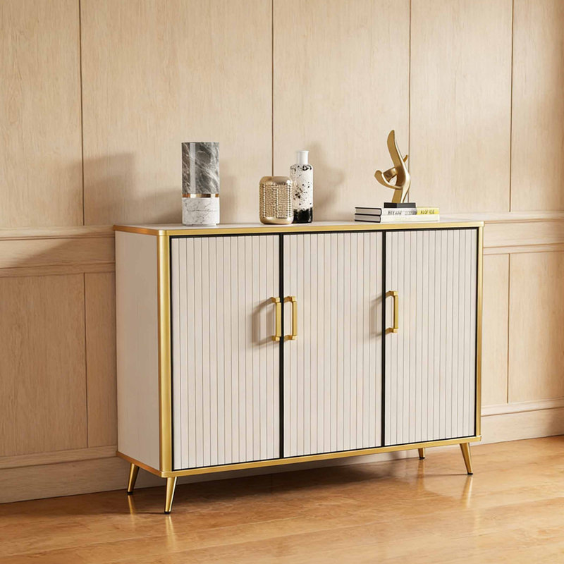 Armoire à chaussures de style américain, Crème, 39.37" H x 39.37" W x 14.17" D