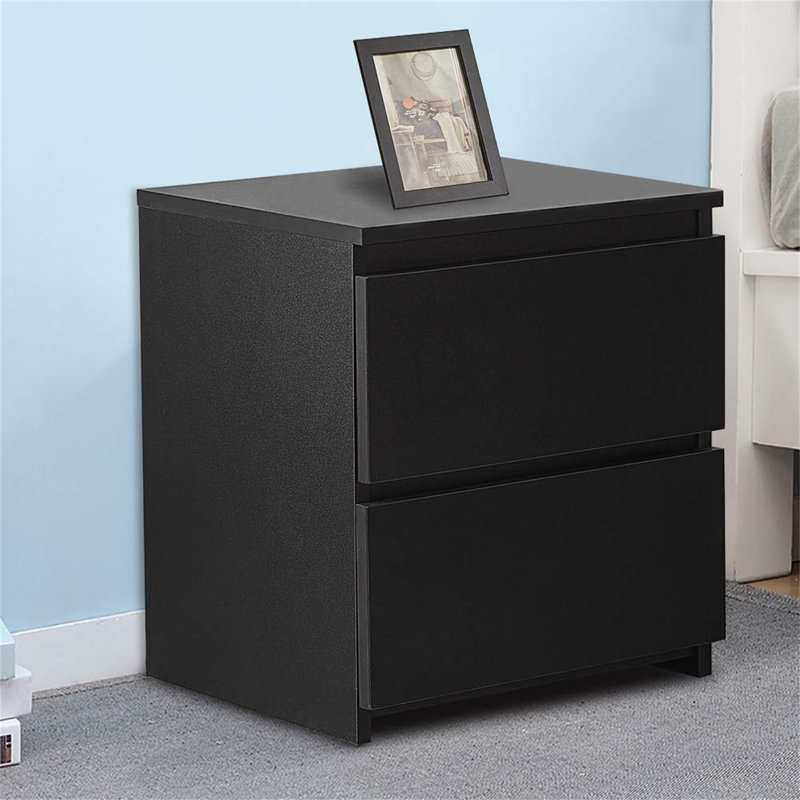 Emnet 40cm W Manufactured Wood Bedside Table, Black