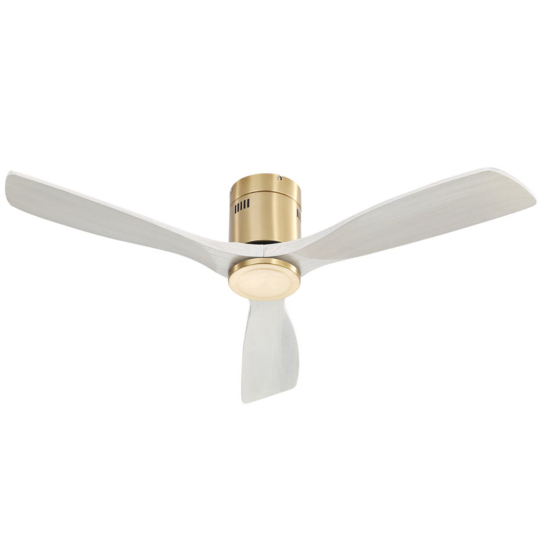 Ventilateur de plafond à profil bas 52 po. Pc 3 ventilateur en bois massif, télécommande sans moteur réversible sans lumière