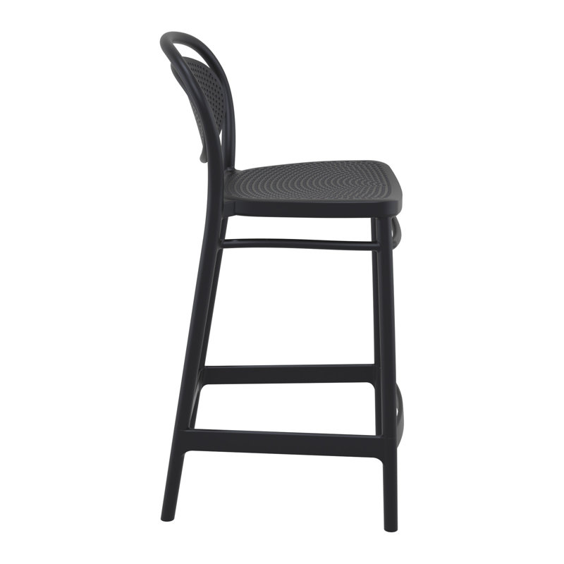 Tabouret de bar pour le patio Farrah, Noir, Tabouret de comptoir (siège d'une hauteur de 25,6