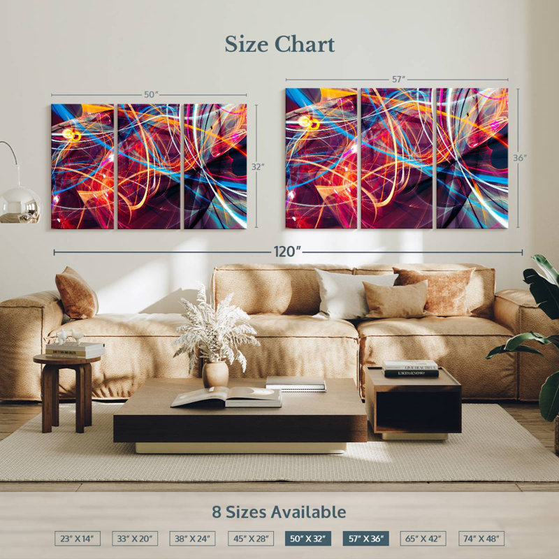 Neon Light Streams, 36" H x 57" W