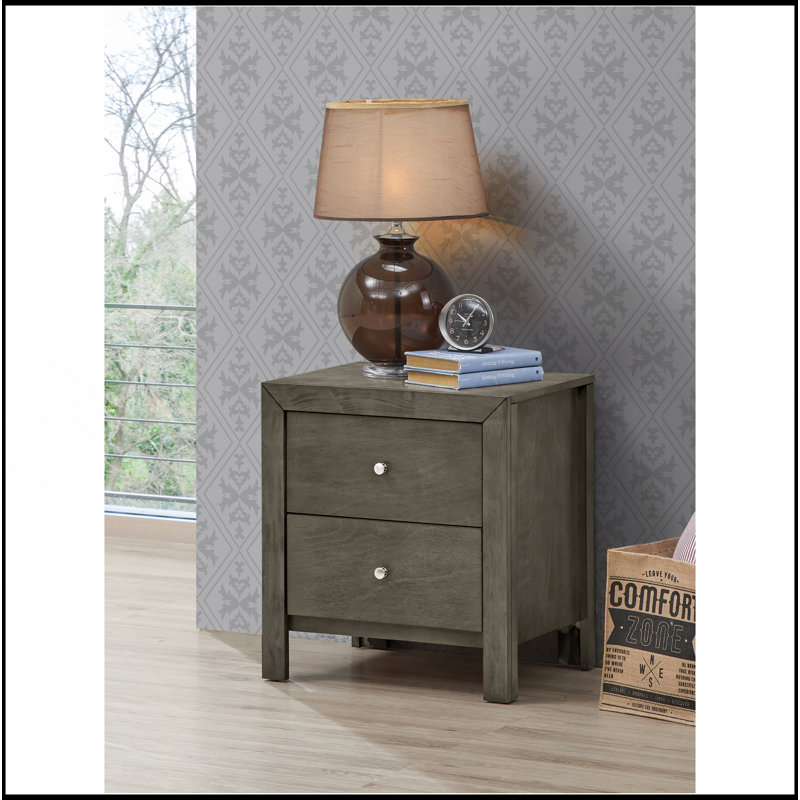 Chic Transitional Nightstand, Gray
