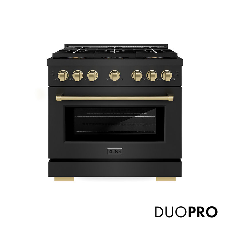 ZLINE Autograph 36" Paramount Dual Fuel Range w/ 6 Burners & Champagne Bronze Accents (SDRZ-36-CB), 5.2 cu ft, 6 burners