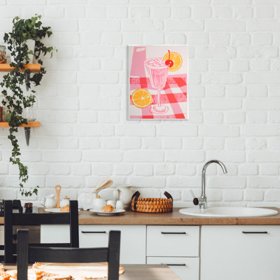 Plaque murale limonade rose sur nappe, design par Walker Noble