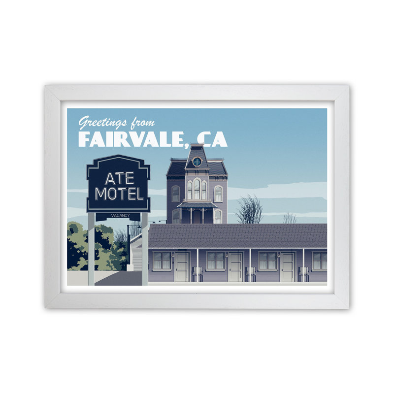 Bates Motel Day by Richard O'Neill - Print, White Framed, 46cm H x 63cm W x 3cm D