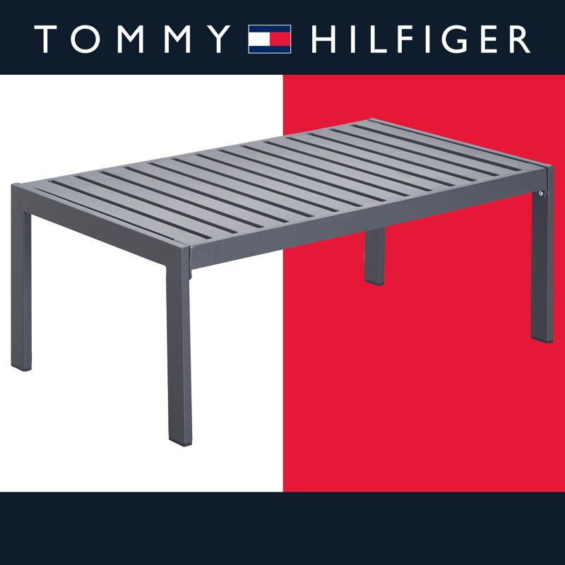 Table basse d'extérieur à structure en métal Tommy Hilfiger Monterey, bleu marine et gris foncé