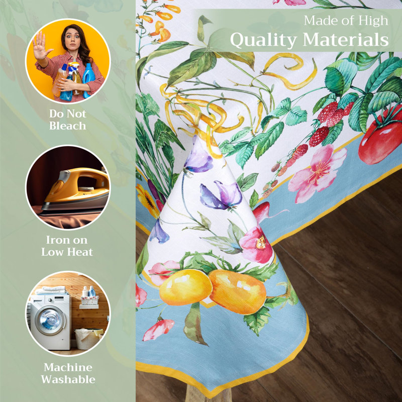 Maison d' Hermine Table Cloth Rectangle Table 100% Cotton 70 x 108 Inches Tablecloth Reusable Decorative for Dining Room Farmhouse Home Valentines Day Decorations Spring Summer - Giverny