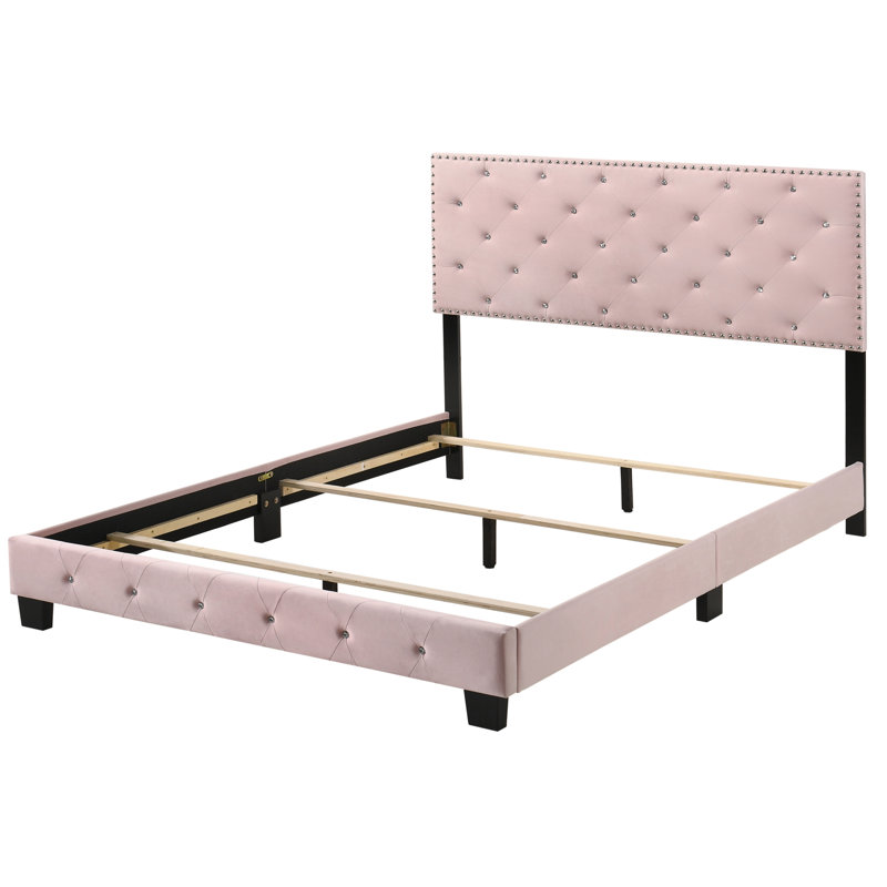 Anjelo Upholstered Standard Bed, Twin, Pink