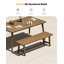 Banc d'extérieur Seehill résistant aux intempéries, banc de patio 2 places en aluminium imitation bois avec coussin, pour jardin, véranda ou terrasse.-1751201685