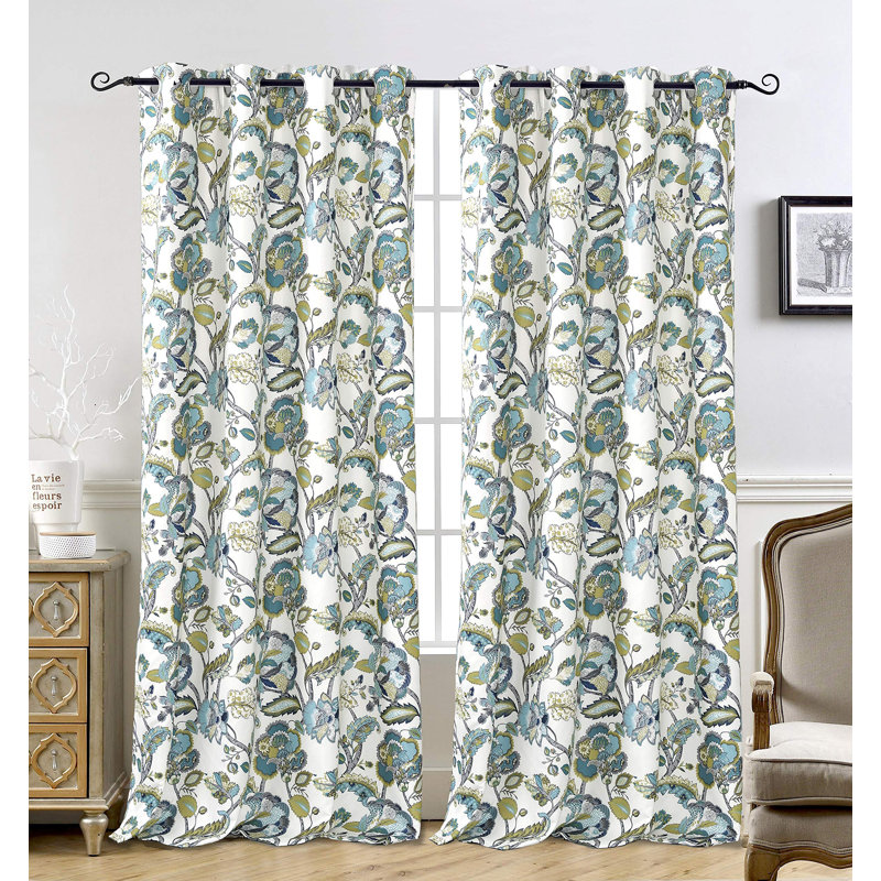 Zayas Room Darkening Curtain Pair, 52" W x 96" L, Teal Gray