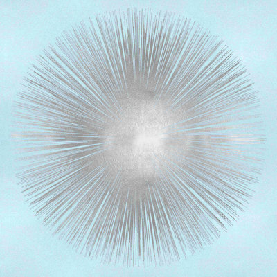 Sunburst Silver on Blue I - peinture sur toile tendue