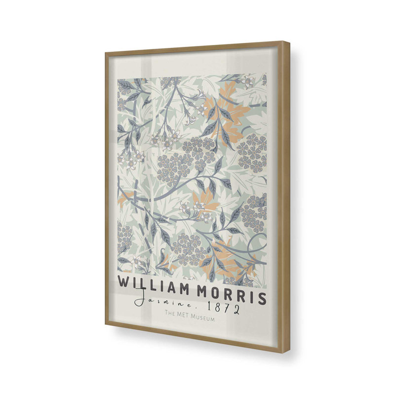 Beige Jasmine by William Morris Print, 37.25" H x 25.25" W, Brushed Gold Single Picture Frame