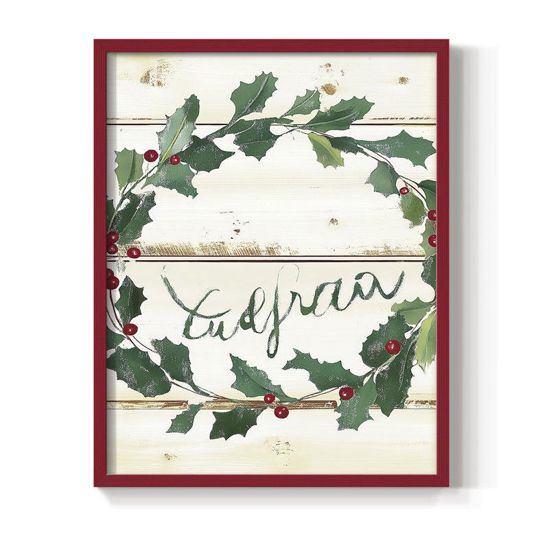 «Christmas Holiday», art encadré Dcccxxiv - bois massif, H 15 po x l 12 po, Rouge