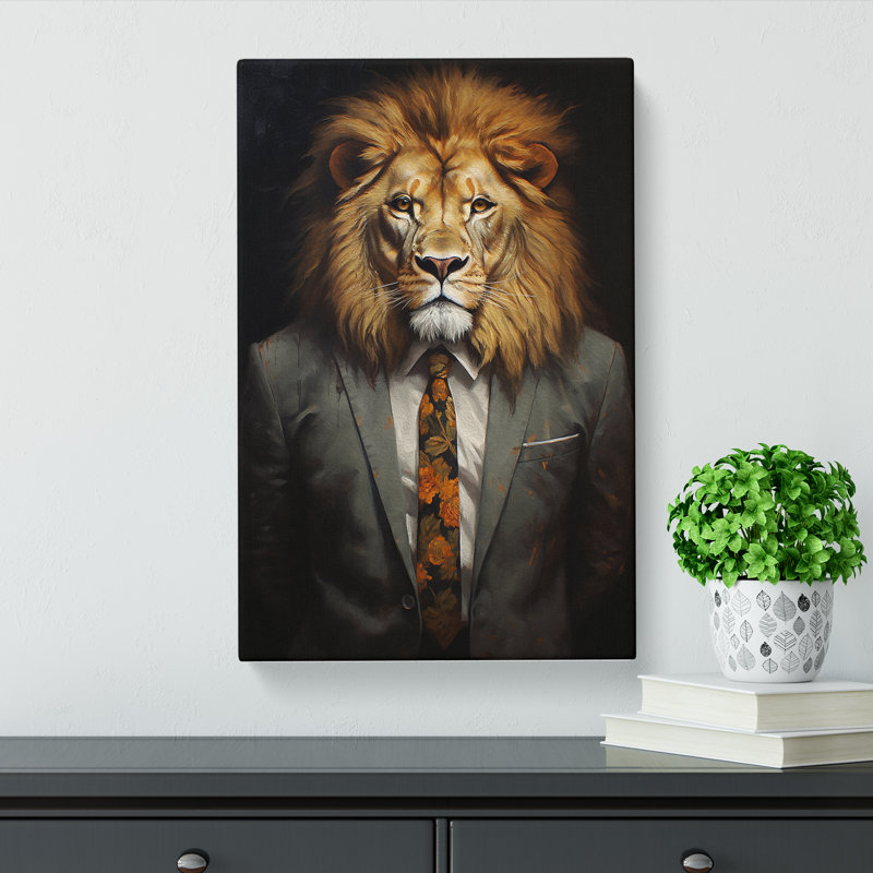 Lion In A Suit - Print, 50cm H x 35cm W x 3cm D