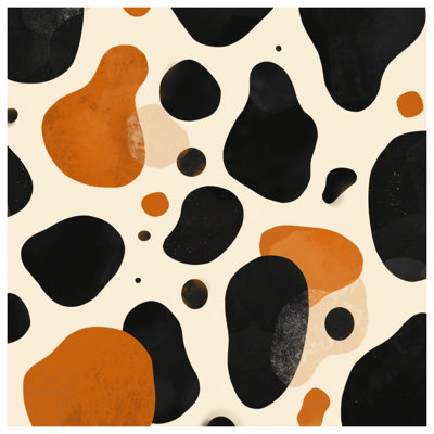 Abstract Black Orange Shapes Bath Mat