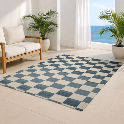 Tapis d'intérieur et d'extérieur à carreaux beige