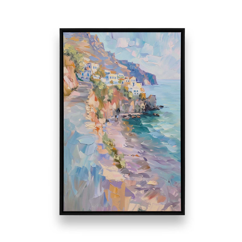 Côte pastel Amalfi I, H 19 po x l 13 po, Cadre flottant, Noir satiné