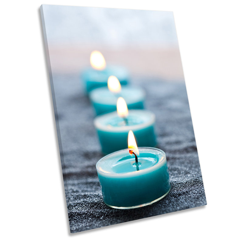Blue Candles Bathroom Spa - Wrapped Canvas Print, 45.7cm H x 30.5cm W x 2cm D