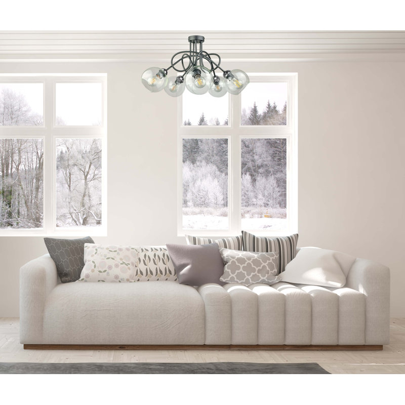 Aliki Glass Semi Flush Mount, Black/Silver