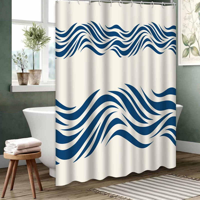 Rideau de douche bleu imperméable, rideaux de douche pour la salle de bain avec 12 crochets, L 72 po x l 72 po