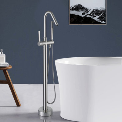 Single Handle Floor Mounted Tub Filler With Handshower