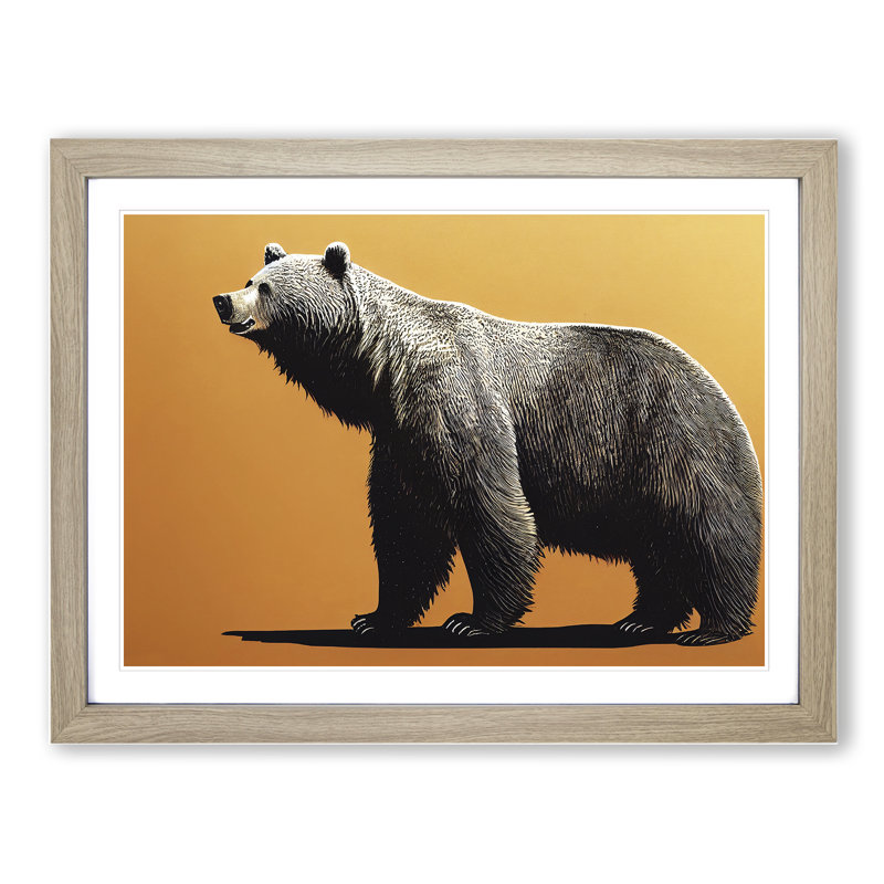 Expressive Bear - Single Picture Frame Print, 34cm H x 46cm W x 2cm D, Oak Framed