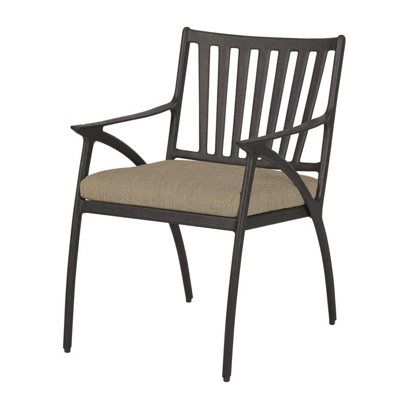 Amari Dining Chair Frame with Cushion, Canvas Heather Beige Sunbrella® Canvas, Carbon