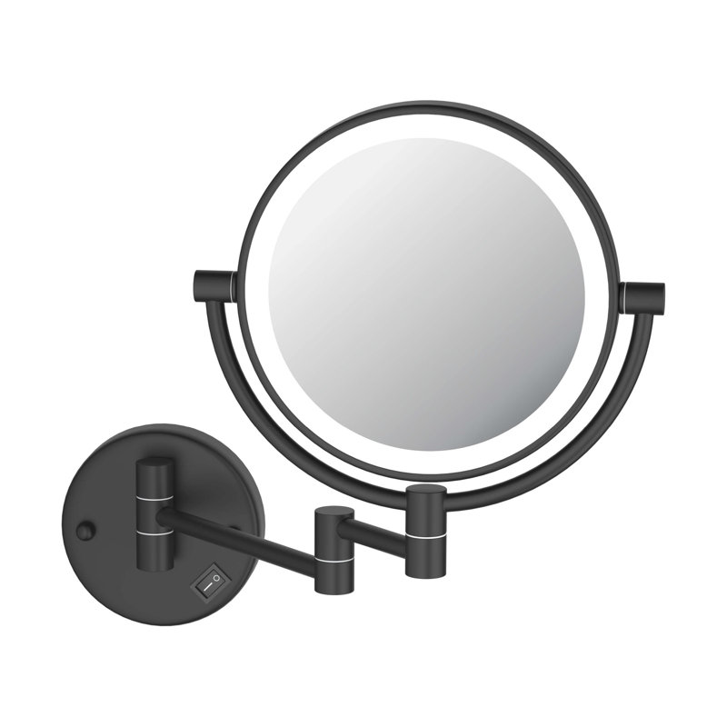 Miroir mural rond en métal, Noir mat