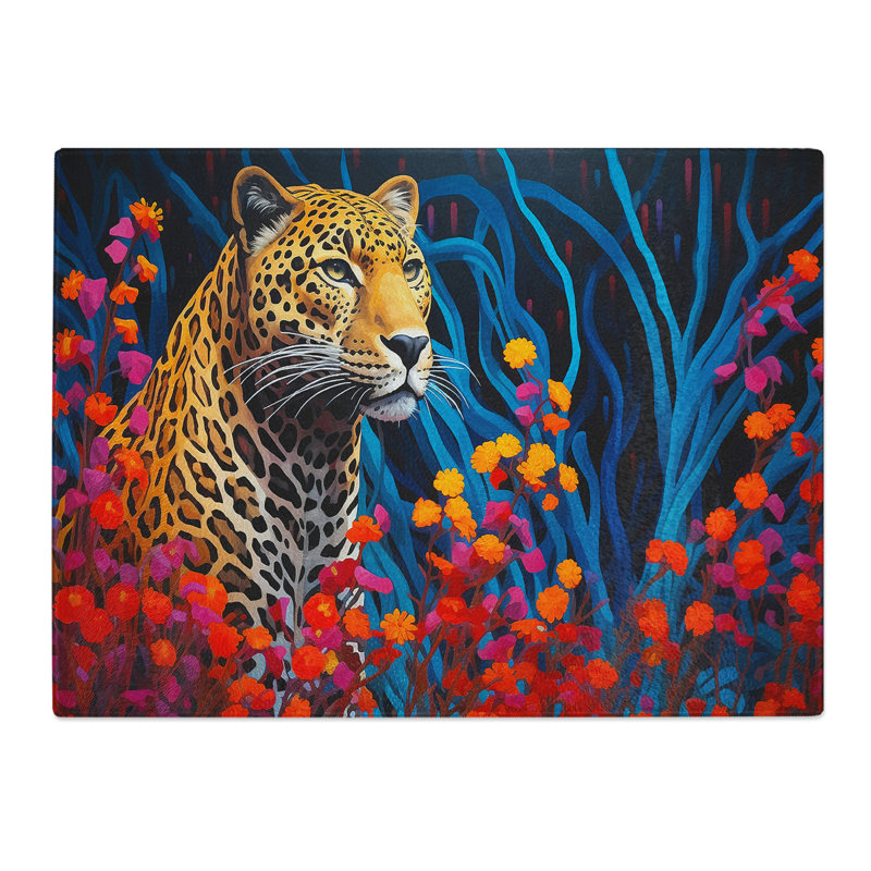 Leopard Colour Field  Glass Chopping Board