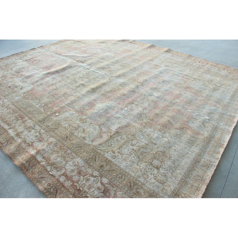 Tapis turc surdimensionné en laine rose noué à la main pour grand salon