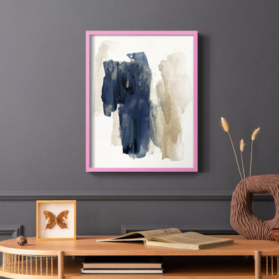 Navy Sweep Framed Print - Solid Wood