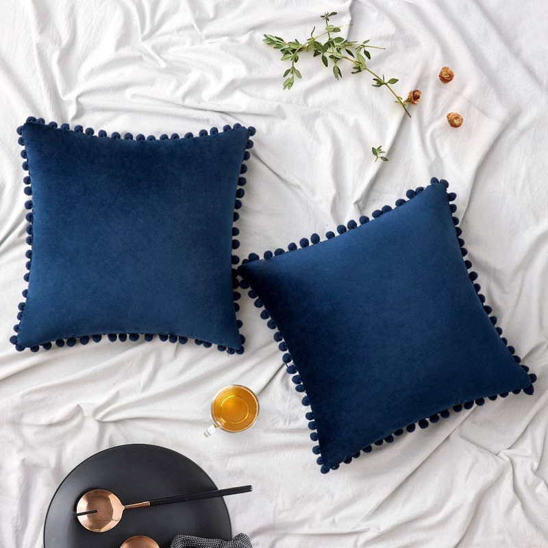 Housse de coussin carrée, Bleu foncé