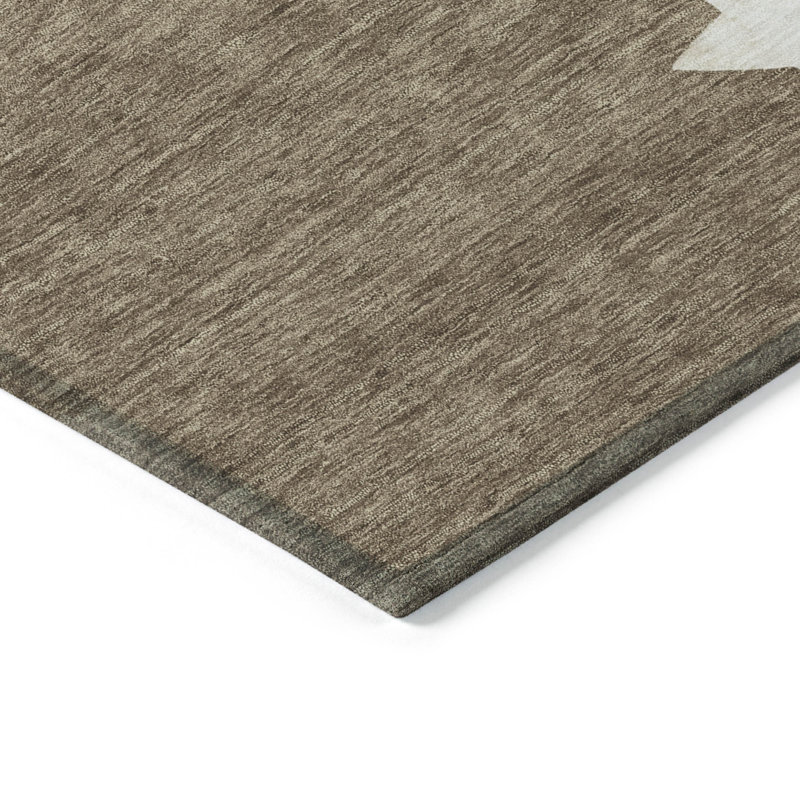 Brown Synthetic Washable Non-Slip Indoor/Outdoor Rug 2'3" x 7'6"