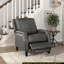 Fauteuil inclinable de salon en bois massif, gris, mécanisme inclinable gris pour dossier, transitionnel, dossier requis de 18 po-1654332405